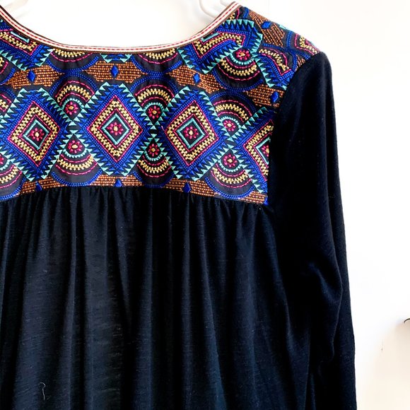 ezra loose-fit black cardigan geo print 3/4 sleeve - Picture 3 of 7